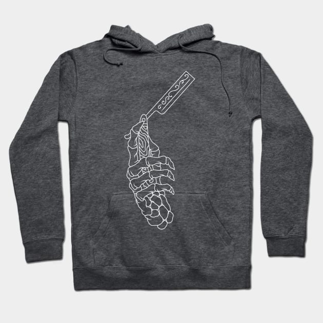 Skeleton Hand with Straight Razor Hoodie by Wolfden Collective